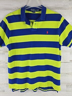Polo Ralph Lauren MEN'S SIZE XXL Custom Fit Striped Blue Green Polo Shirt *FLAWS
